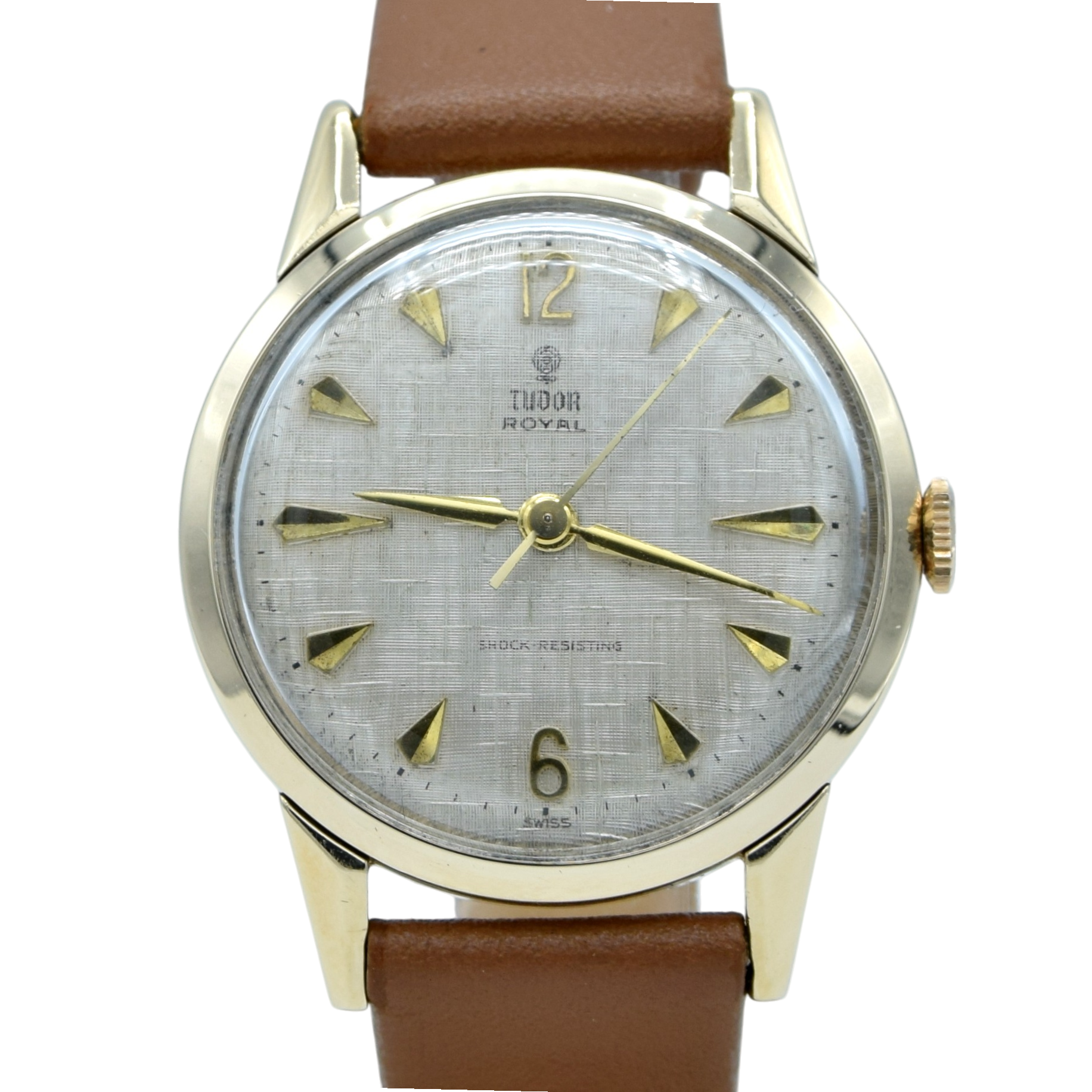 1962 Tudor Royal in solid 9ct Gold Rolex case - stunning Linen Dial 32mm Mechanical