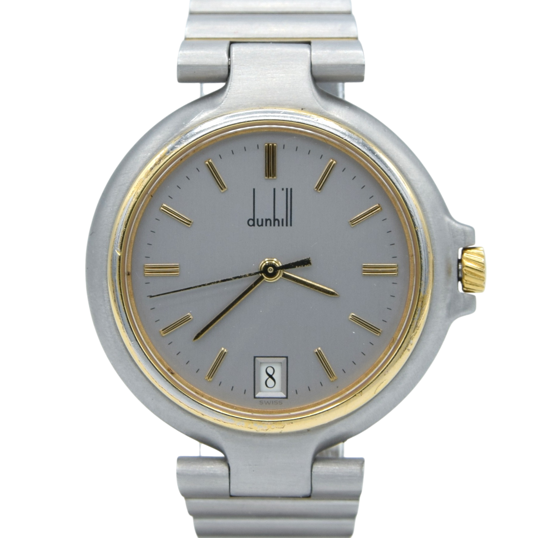 1980s Alfred Dunhill Millennium Mid-Size Watch - Gold Tone and Steel - Swiss Quartz