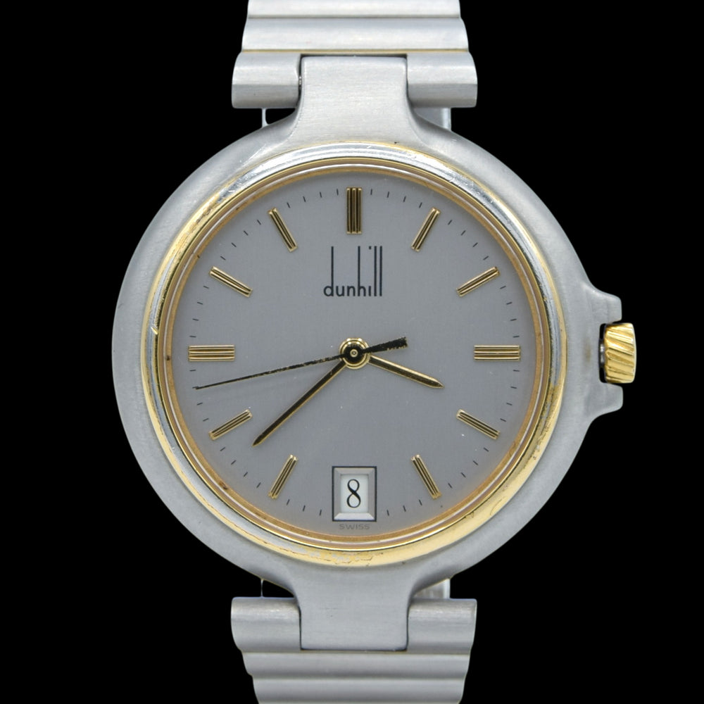 1980s Alfred Dunhill Millennium Mid-Size Watch - Gold Tone and Steel - Swiss Quartz