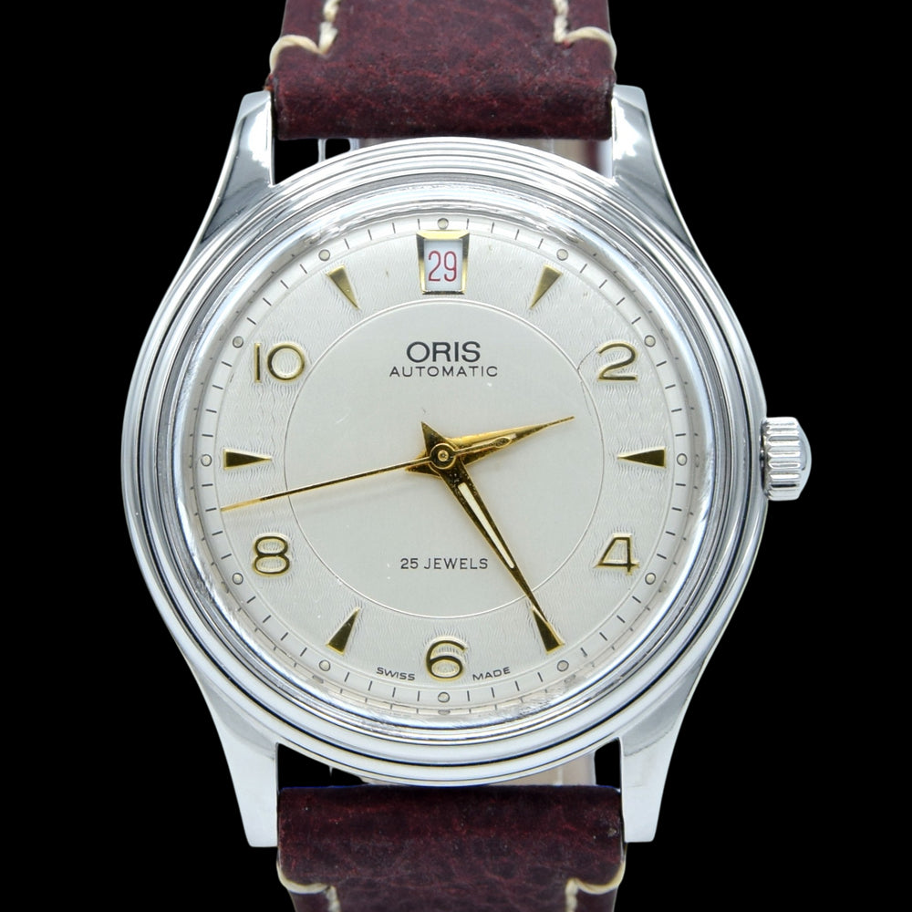 1990s Oris Date at 12 Automatic Wristwatch Model 7445 in 35mm Stainless Steel X2 tone dial