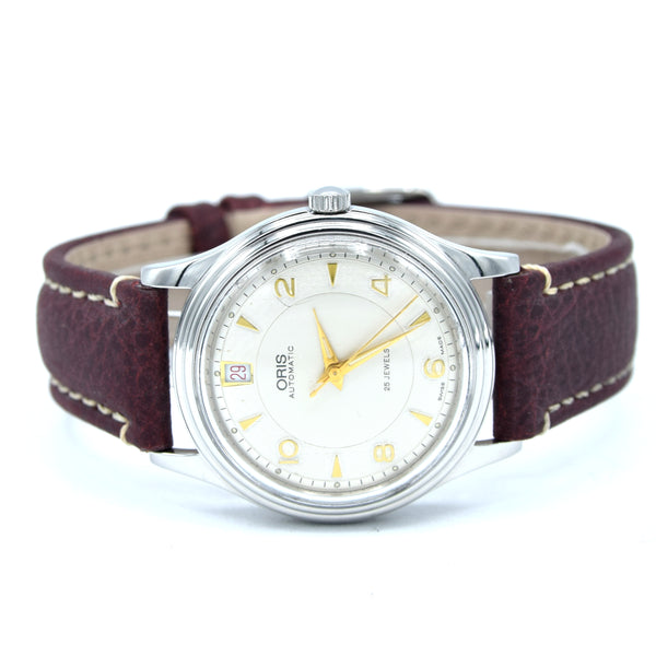 1990s Oris Date at 12 Automatic Wristwatch Model 7445 in 35mm Stainless Steel X2 tone dial