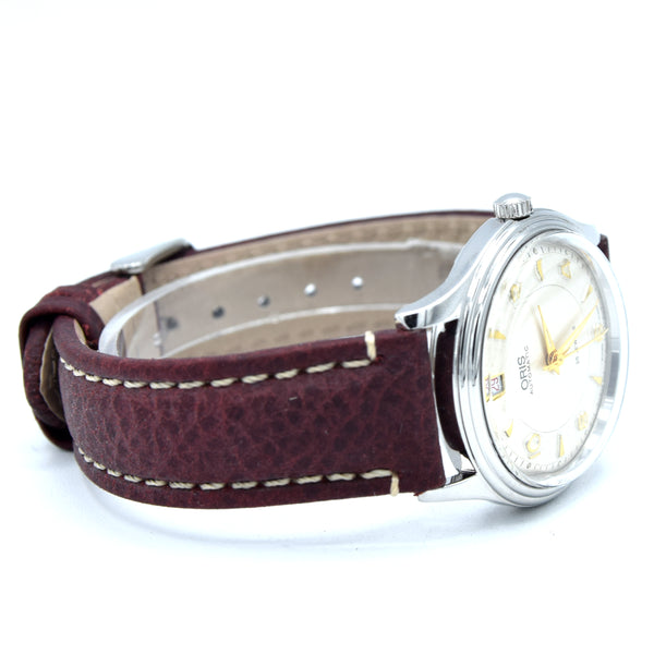 1990s Oris Date at 12 Automatic Wristwatch Model 7445 in 35mm Stainless Steel X2 tone dial