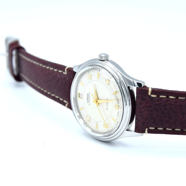 1990s Oris Date at 12 Automatic Wristwatch Model 7445 in 35mm Stainless Steel X2 tone dial