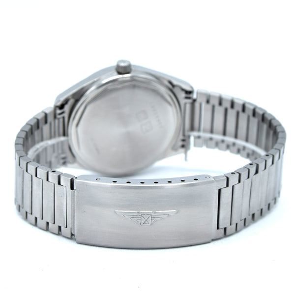 1990s Longines simple Elegant Automatic & minimalist bracelet watch 1659 - grey graphite 'Linen' Dial