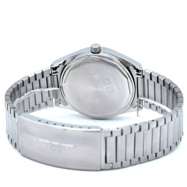 1990s Longines simple Elegant Automatic & minimalist bracelet watch 1659 - grey graphite 'Linen' Dial