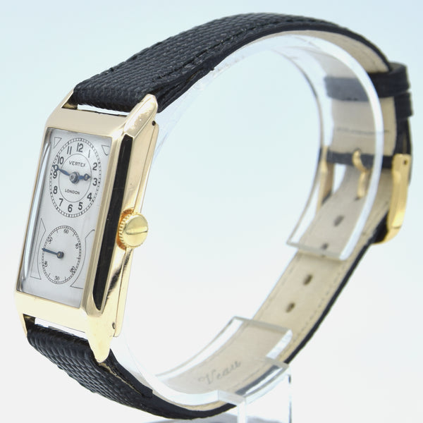 1933 Vertex of London Exquisite Doctors Duo Dial Wristwatch in solid 9ct Gold English Made Case