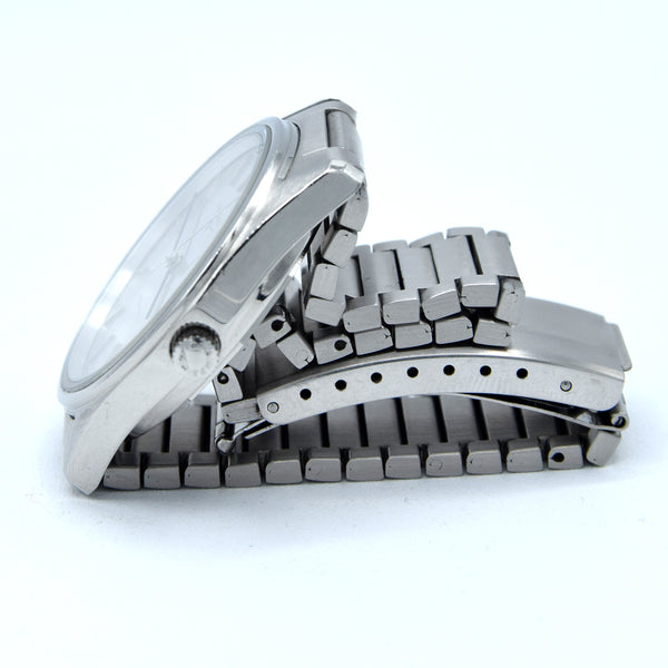 1990s Longines simple Elegant Automatic & minimalist bracelet watch 1659 - grey graphite 'Linen' Dial