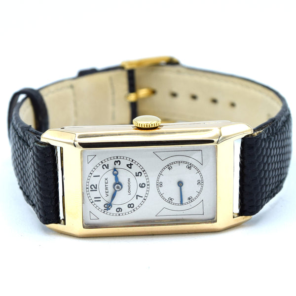 1933 Vertex of London Exquisite Doctors Duo Dial Wristwatch in solid 9ct Gold English Made Case