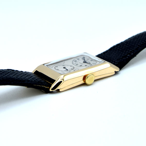 1933 Vertex of London Exquisite Doctors Duo Dial Wristwatch in solid 9ct Gold English Made Case