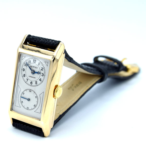 1933 Vertex of London Exquisite Doctors Duo Dial Wristwatch in solid 9ct Gold English Made Case