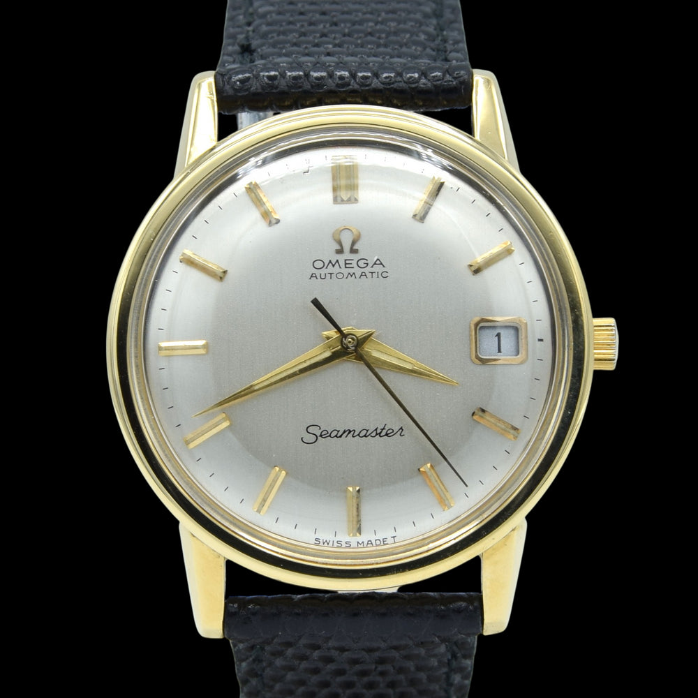 1963 Omega Automatic Seamaster Date Model 166.3020 in Solid 18ct Gold with box and booklets