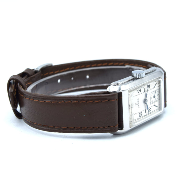 1935 Omega Deco style stepped case tank watch dust covered T17 caliber Fully restored