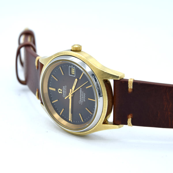 1971 Omega Rare Large Seamaster Cosmic 2000 Automatic Date Model 166.128 with Gloss Brown Spider Web Dial in Gold & Steel