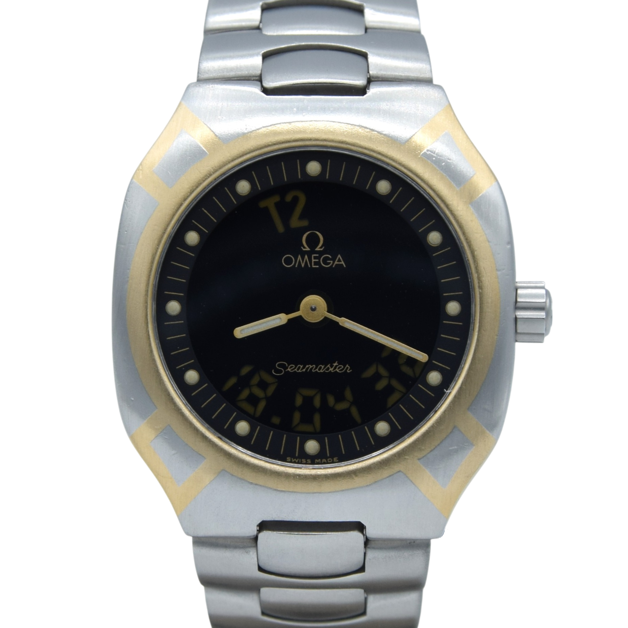 1990 Omega Seamaster Polaris 386.0822-1 18k Gold & Steel Date 32MM papers and reciept