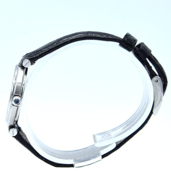 1990s Cartier Santos Ronde classic ladies watch in Stainless Steel with Vendôme lugs + Box