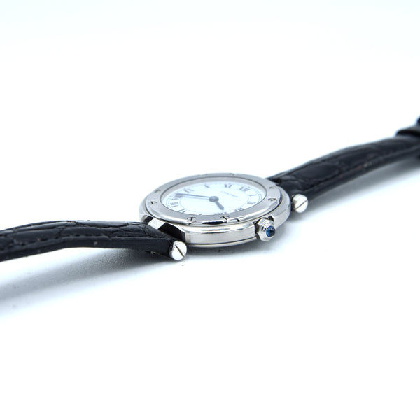 1990s Cartier Santos Ronde classic ladies watch in Stainless Steel with Vendôme lugs + Box