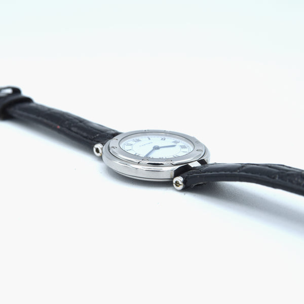 1990s Cartier Santos Ronde classic ladies watch in Stainless Steel with Vendôme lugs + Box