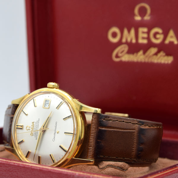 1966 Omega Constellation Date Automatic Chronometer Model 1685416 in English 18ct Gold Case with Box and Books