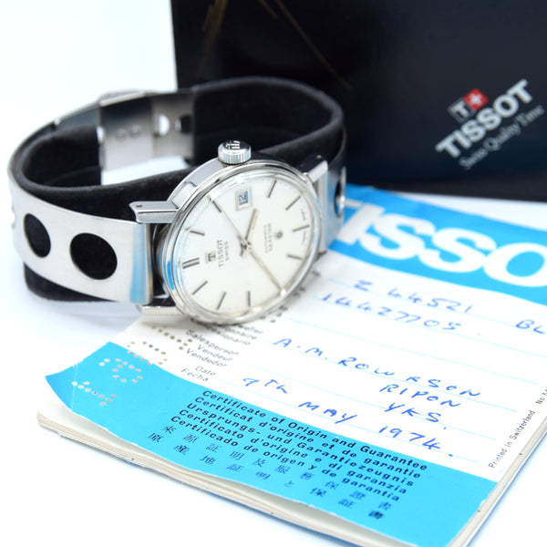 1974 Tissot seastar automatic watch with original steel racing bracelet papers and Box