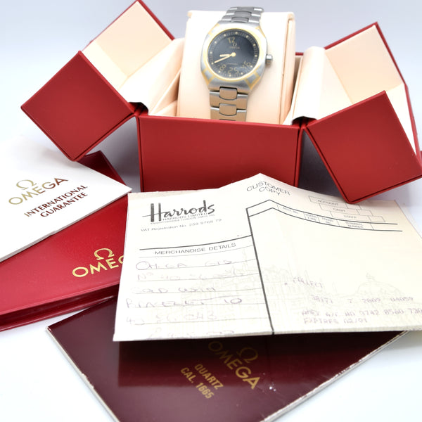 1990 Omega Seamaster Polaris 386.0822-1 18k Gold & Steel Date 32MM papers and reciept