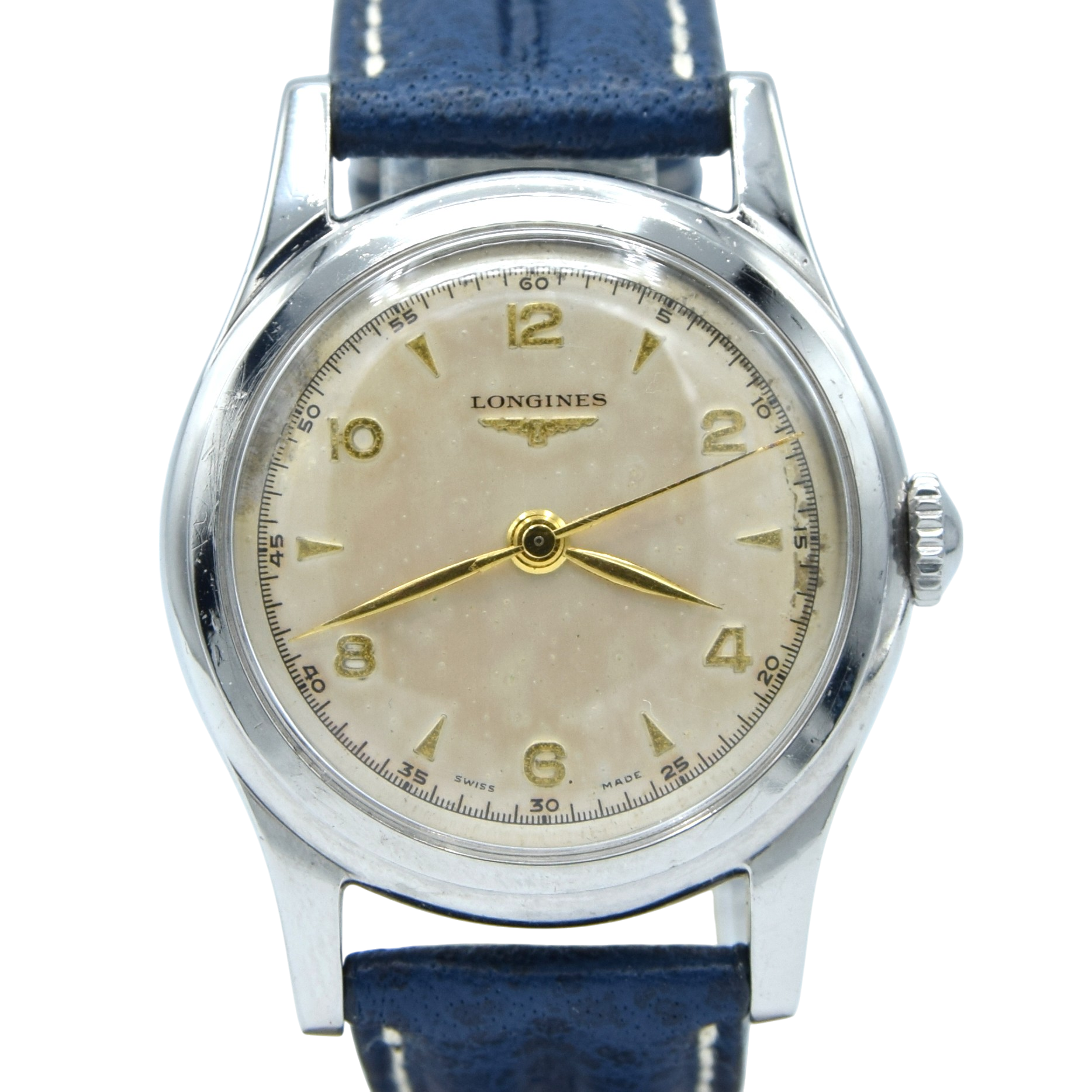 1951 Longines classic Sei Tacche Watch with Arrow and Arabic Numerals Model 5697