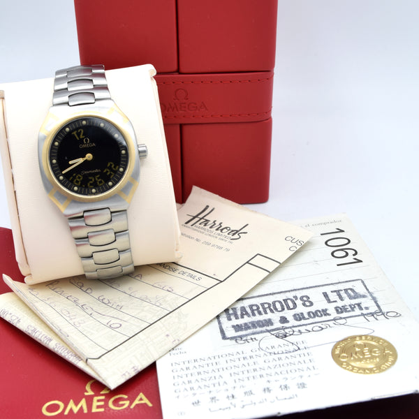 1990 Omega Seamaster Polaris 386.0822-1 18k Gold & Steel Date 32MM papers and reciept