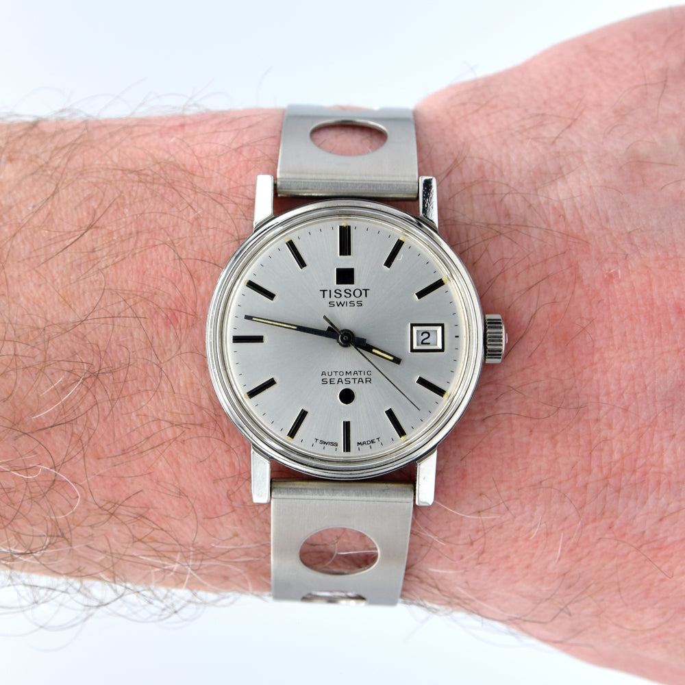 1974 Tissot seastar automatic watch with original steel racing bracelet papers and Box