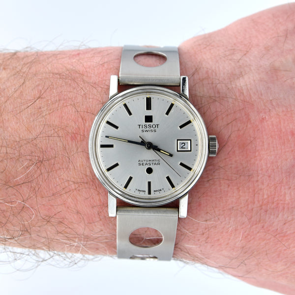 1974 Tissot seastar automatic watch with original steel racing bracelet papers and Box