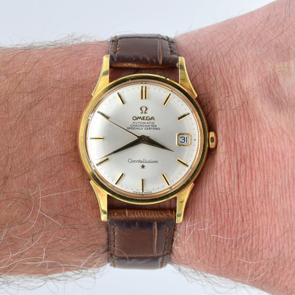 1966 Omega Constellation Date Automatic Chronometer Model 1685416 in English 18ct Gold Case with Box and Books