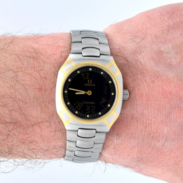 1990 Omega Seamaster Polaris 386.0822-1 18k Gold & Steel Date 32MM papers and reciept