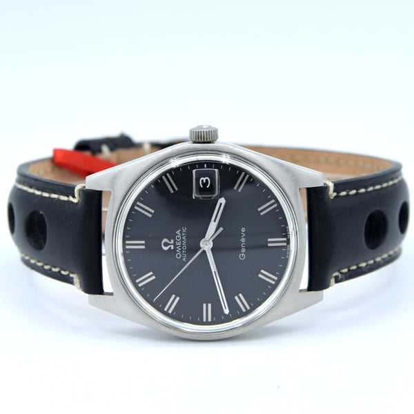 1968 Omega Geneve Automatic Date Model 166.041 original matte black dial in Steel Cal 565