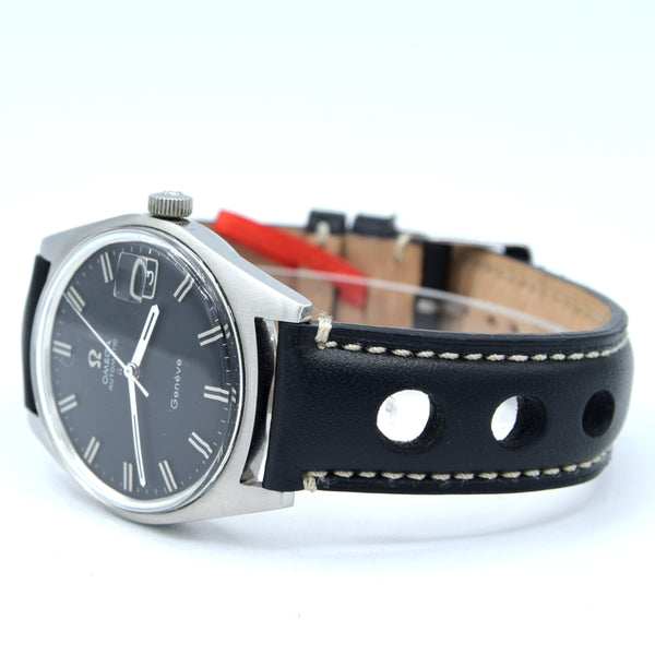 1968 Omega Geneve Automatic Date Model 166.041 original matte black dial in Steel Cal 565