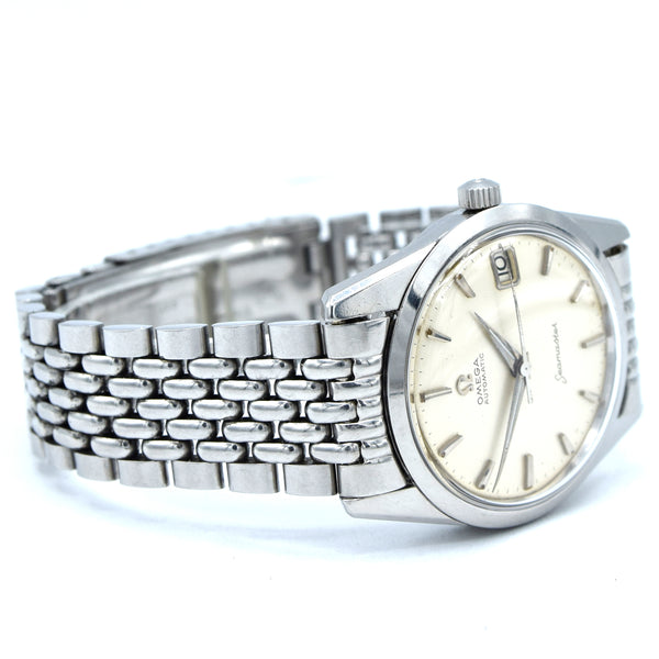 1959 Omega Seamaster Automatic Date Wristwatch Model 14710 with Original Off-White Dial in Stainless Steel + Box