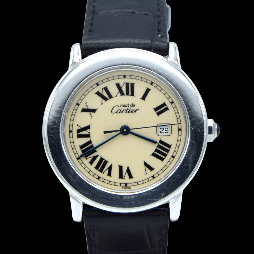1994 Cartier 'Must de' Ronde with Roman Numerals in 925 Sterling Silver Vermeil Case Model 1800