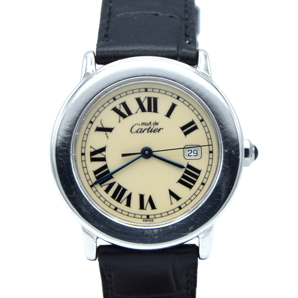 1994 Cartier 'Must de' Ronde with Roman Numerals in 925 Sterling Silver Vermeil Case Model 1800