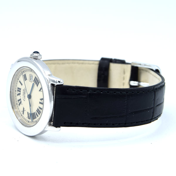 1994 Cartier 'Must de' Ronde with Roman Numerals in 925 Sterling Silver Vermeil Case Model 1800