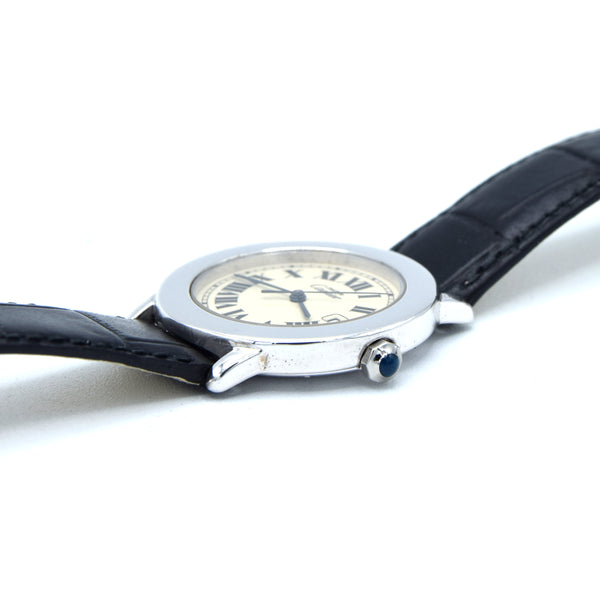 1994 Cartier 'Must de' Ronde with Roman Numerals in 925 Sterling Silver Vermeil Case Model 1800