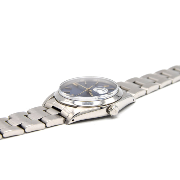 1981 Rolex Oyster Date Precision Classic Model 6694 with Stunning Blue satin Dial and gold Markers in Stainless Steel