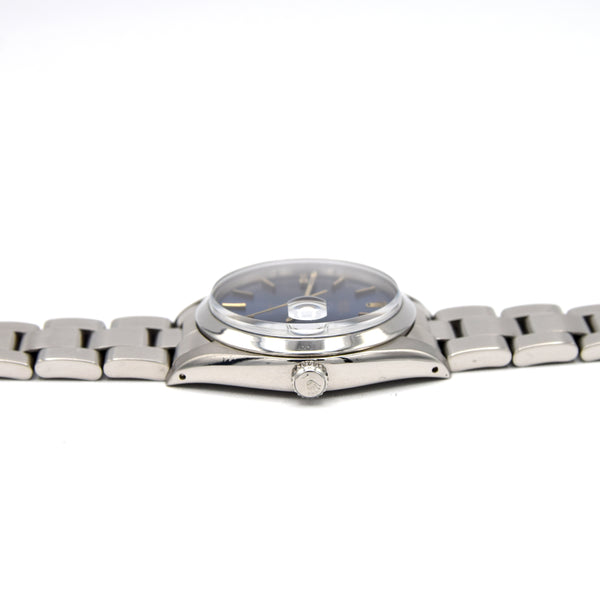 1981 Rolex Oyster Date Precision Classic Model 6694 with Stunning Blue satin Dial and gold Markers in Stainless Steel