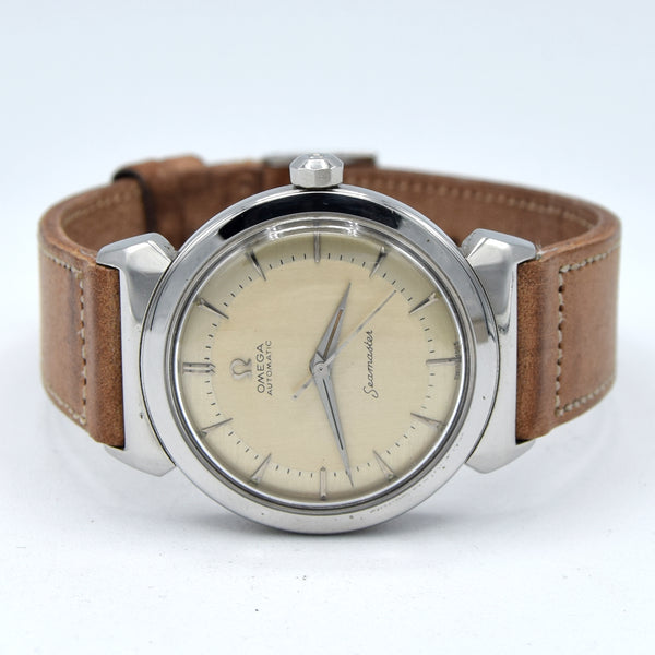 1950 Fully Restored Rare Omega Seamaster Automatic Bumper with Silver Dial and Rare Hooded Lugs in Stainless Steel Model 14350-1