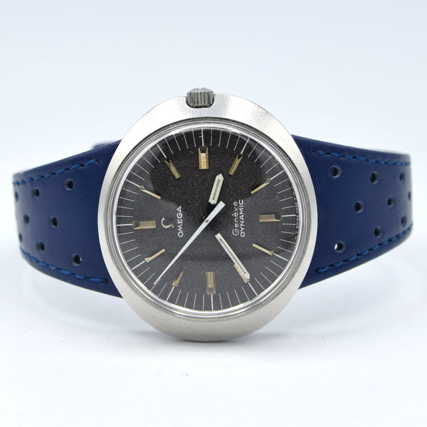 1969 Omega Geneve with Gorgeous matte grey Dial Model 135.033 in steel with strap and buckle