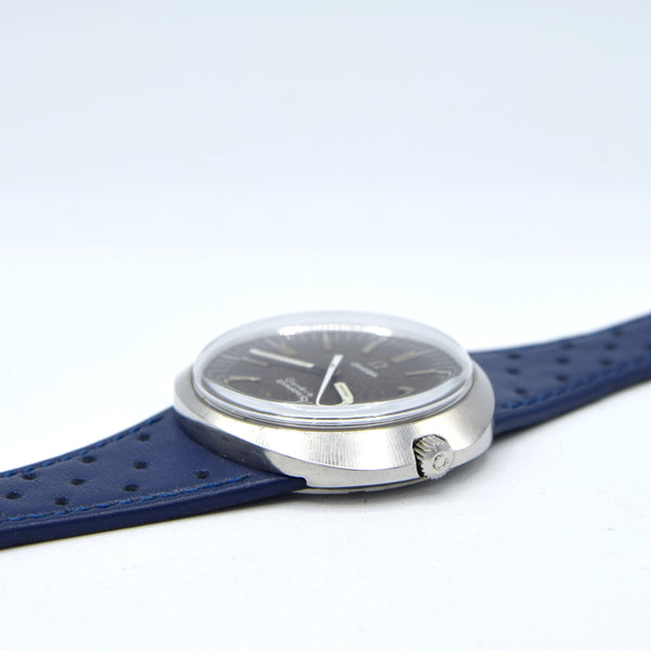 1969 Omega Geneve with Gorgeous matte grey Dial Model 135.033 in steel with strap and buckle