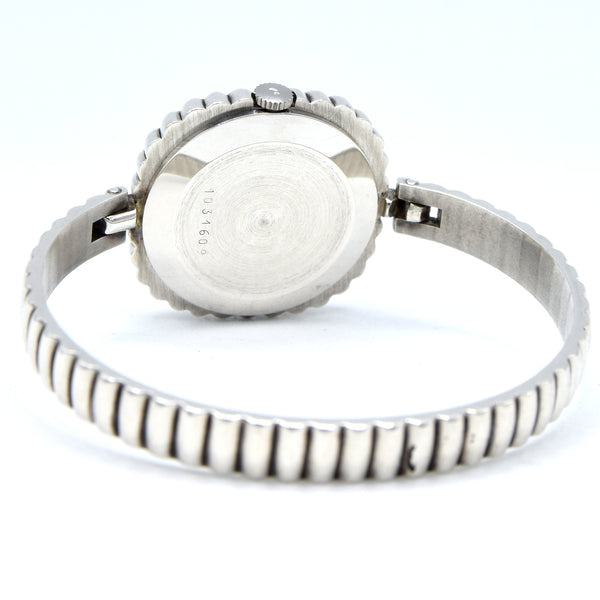 1970s New Old Stock Juvenia Ladies Solid Silver Bangle Watch – Bold Cushion Shape – Mechanical – Unused