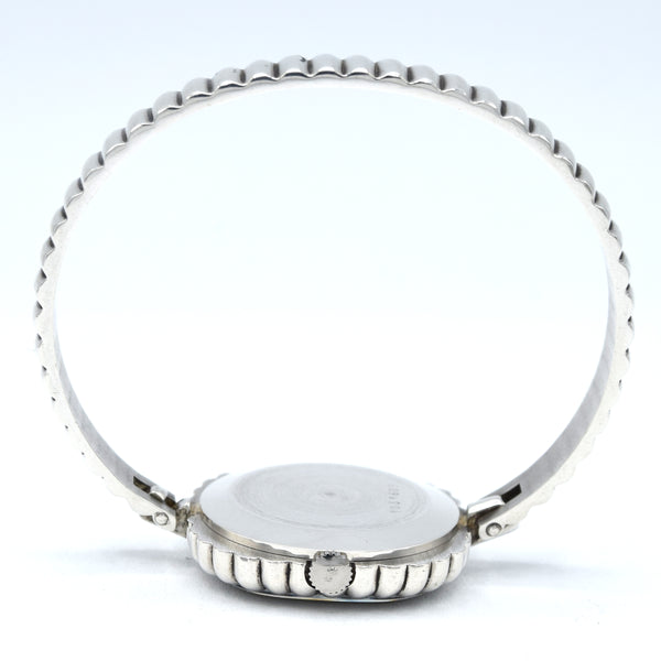 1970s New Old Stock Juvenia Ladies Solid Silver Bangle Watch – Bold Cushion Shape – Mechanical – Unused