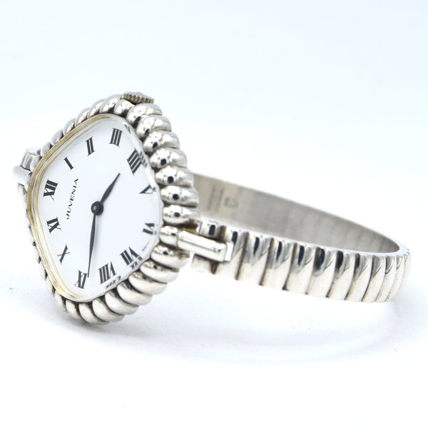 1970s New Old Stock Juvenia Ladies Solid Silver Bangle Watch – Bold Cushion Shape – Mechanical – Unused