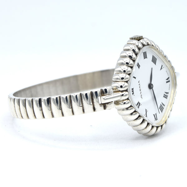 1970s New Old Stock Juvenia Ladies Solid Silver Bangle Watch – Bold Cushion Shape – Mechanical – Unused