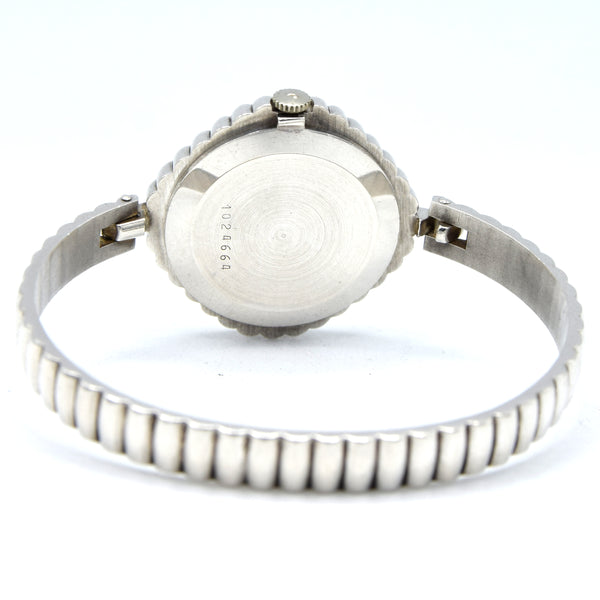 1970s New Old Stock Juvenia Ladies Solid Silver Bangle Watch – Bold Cushion Shape – Mechanical – Unused