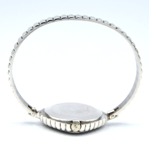 1970s New Old Stock Juvenia Ladies Solid Silver Bangle Watch – Bold Cushion Shape – Mechanical – Unused