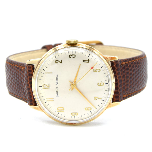 1966 Solid 9ct Gold Smiths Astral Watch – Beautiful Cream Dial with Full Applied Arabic Numerals – Fully English Made