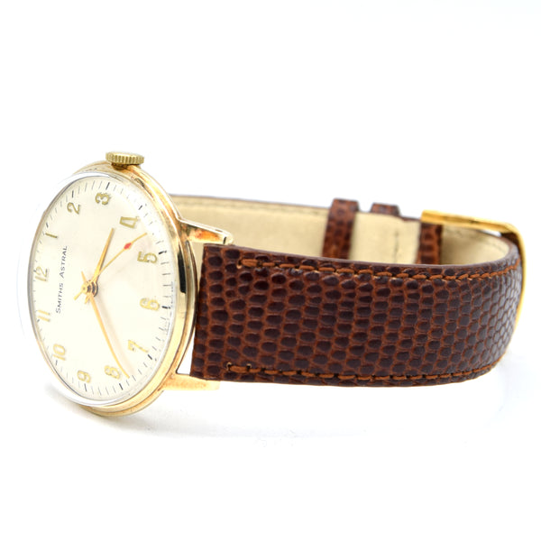 1966 Solid 9ct Gold Smiths Astral Watch – Beautiful Cream Dial with Full Applied Arabic Numerals – Fully English Made